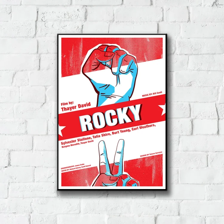 Plakat Rocky tło ściana białe cegły
