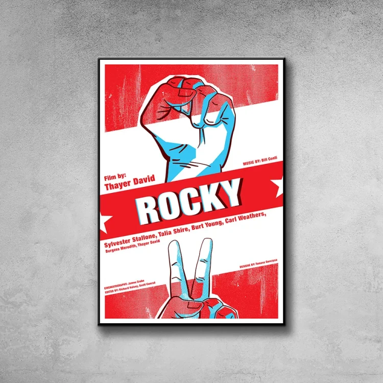 Plakat Rocky tło ściana szary beton