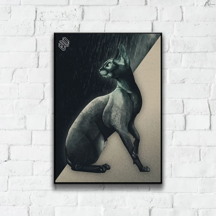 Plakat Sfinks tło ściana białe cegły