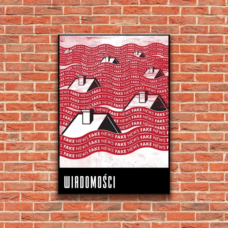 Plakat Wiadomości tło ściana czerwone cegły