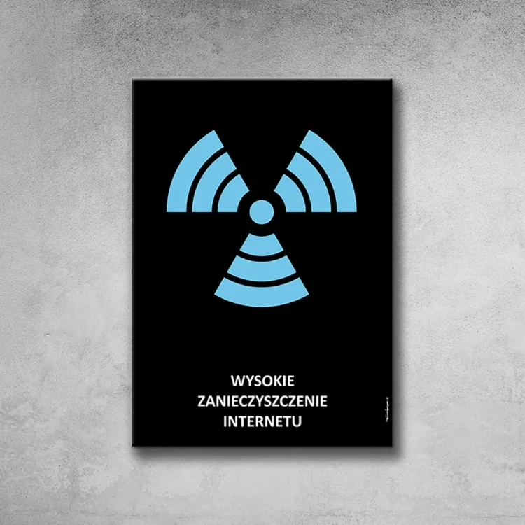 Plakat Wysokie Zanieczyszczenie Internetu tło ściana szary beton