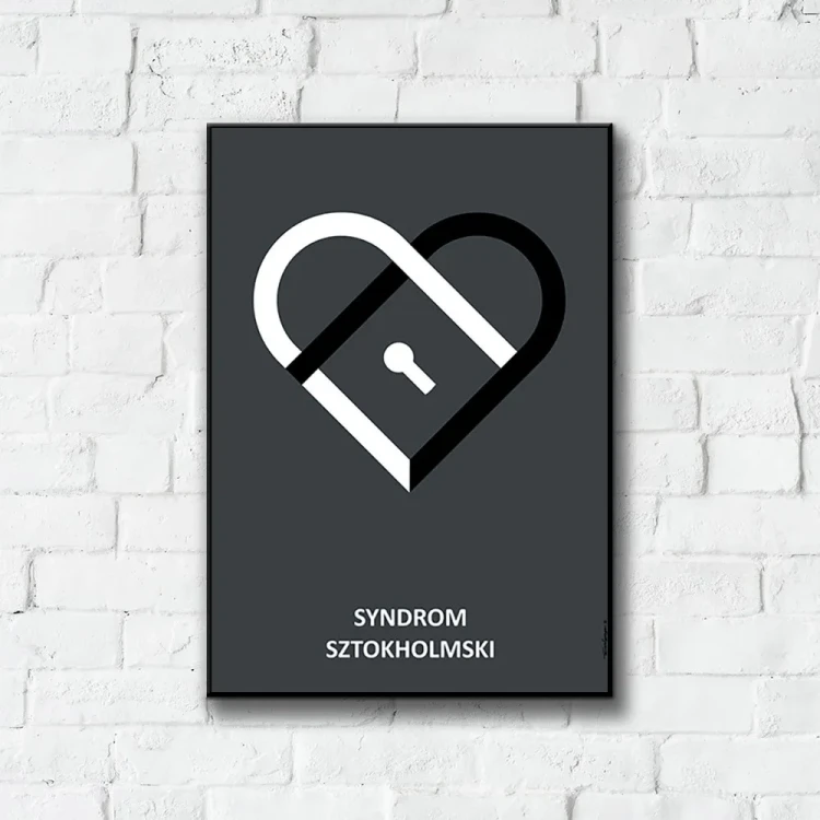 Plakat Syndrom Sztokholmski tło ściana białe cegły