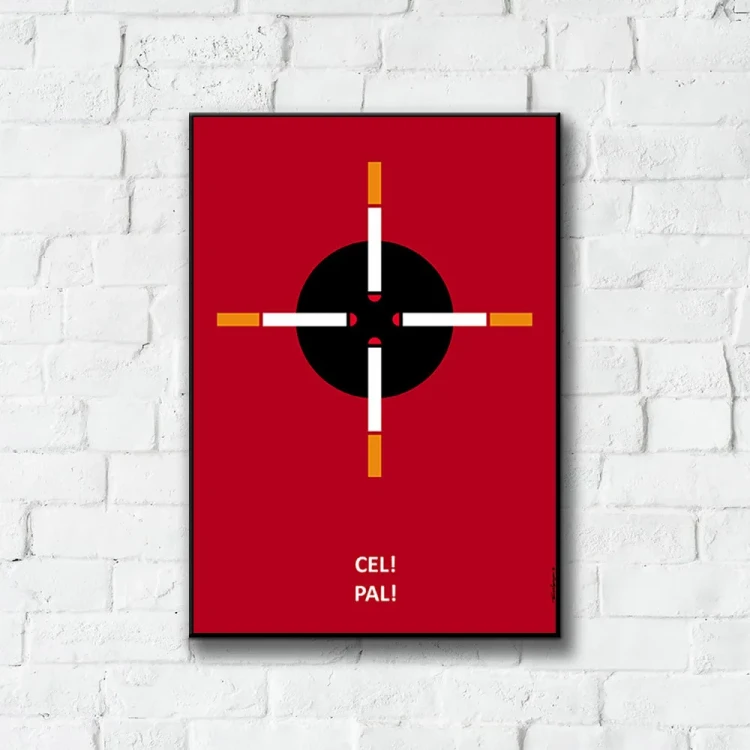 Plakat Cel Pal tło ściana białe cegły