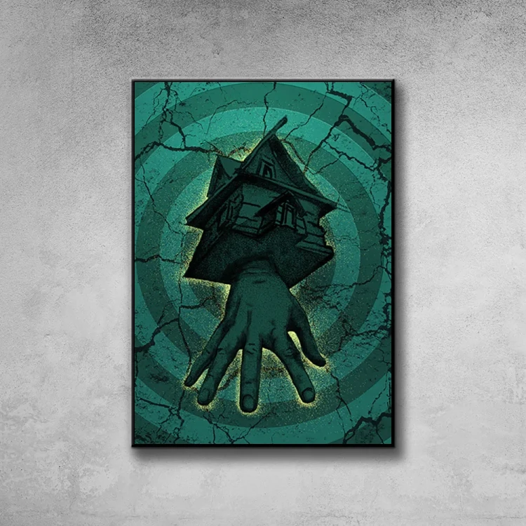 Plakat Domek Strachów tło ściana szary beton