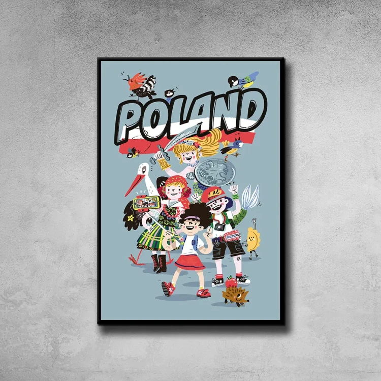 Plakat Poland tło ściana szary beton