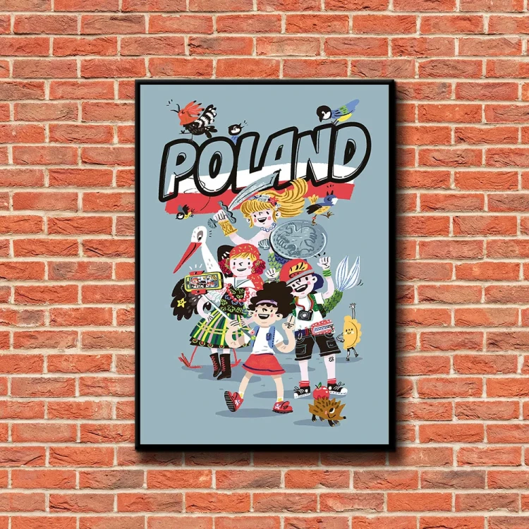 Plakat Poland tło ściana czerwone cegły