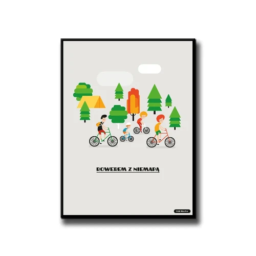 Plakat Rowerem z Niemapą białe tło
