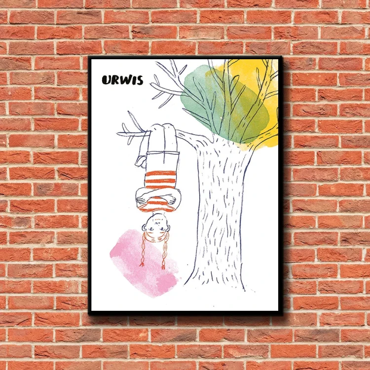 Plakat Urwis tło ściana czerwone cegły
