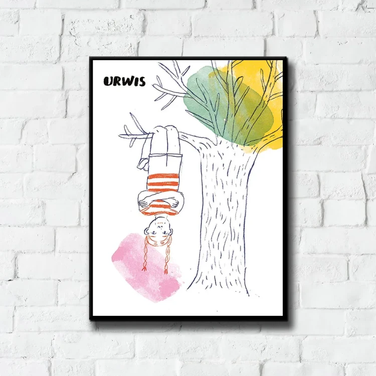 Plakat Urwis tło ściana białe cegły