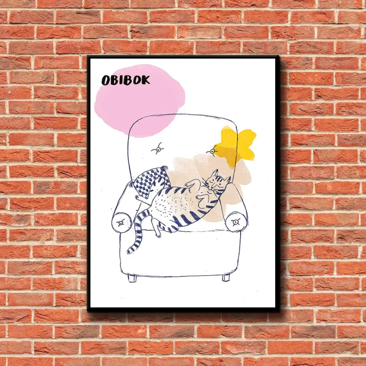 Plakat Obibok tło ściana czerwone cegły