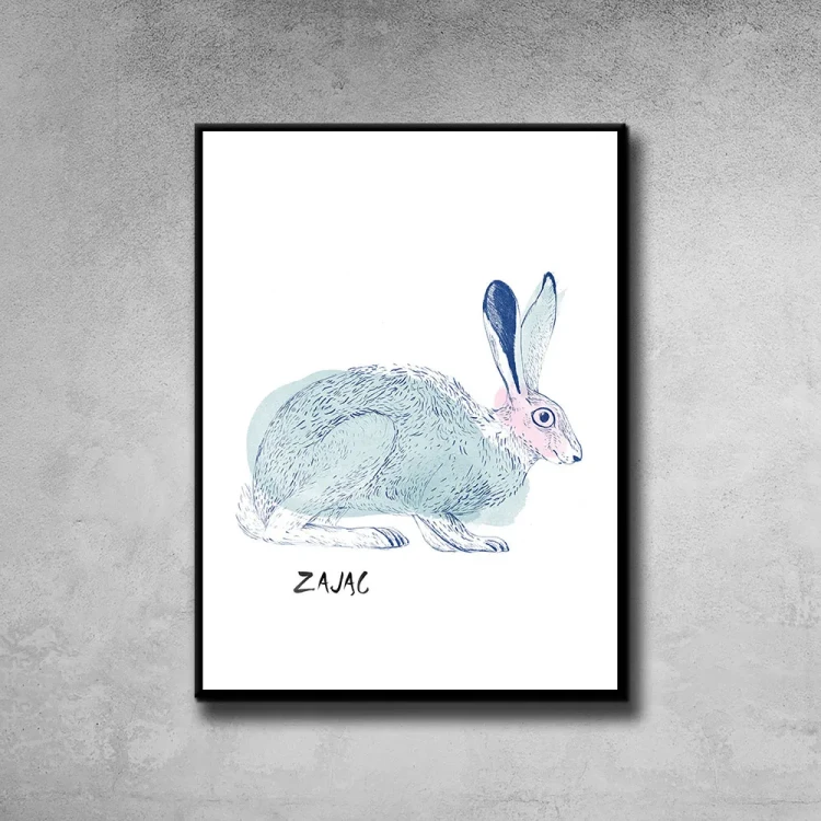 Plakat Zając tło ściana szary beton