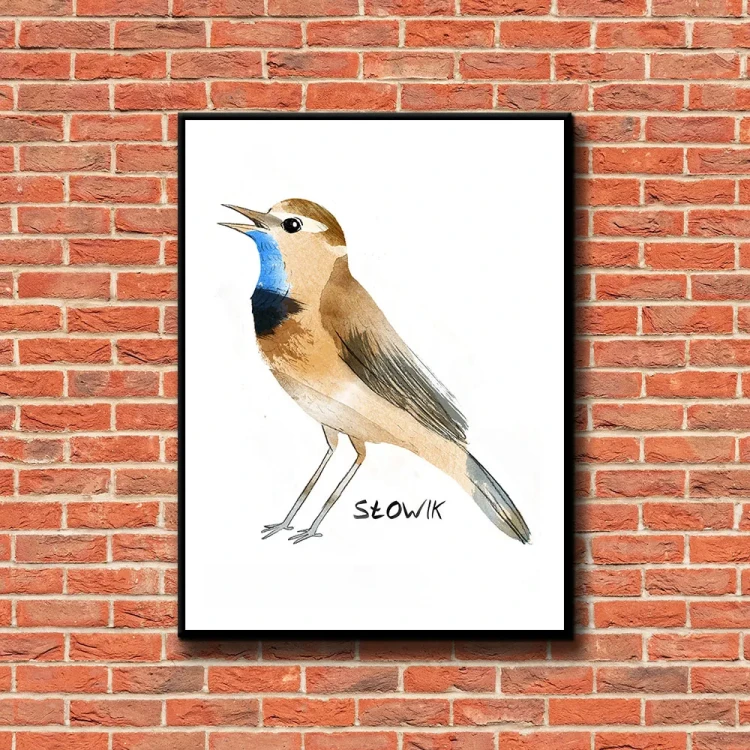 Plakat Słowik tło ściana czerwone cegły