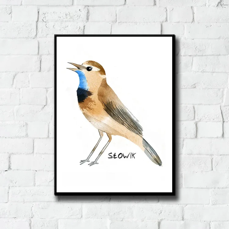 Plakat Słowik tło ściana białe cegły