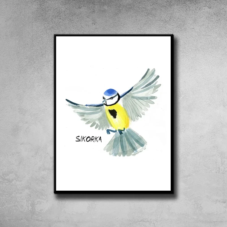 Plakat Sikorka tło ściana szary beton