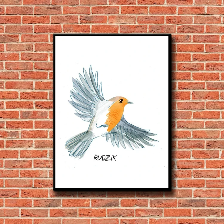 Plakat Rudzik tło ściana czerwone cegły