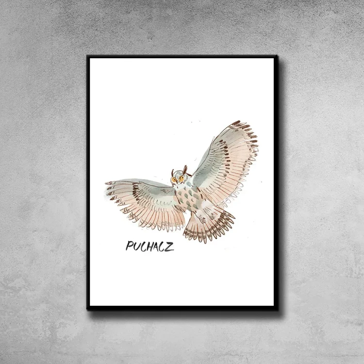 Plakat Puchacz tło ściana szary beton