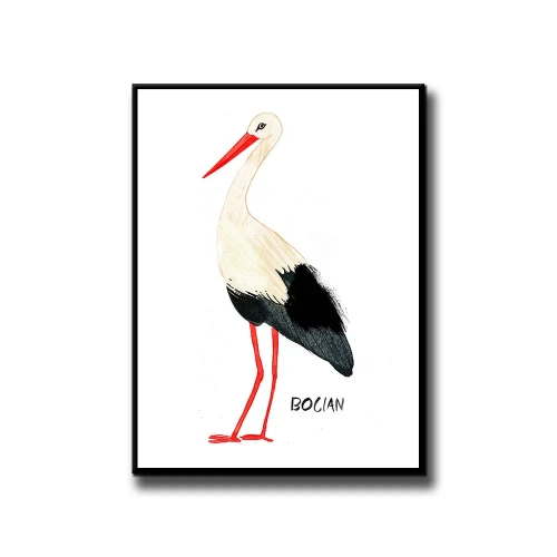 Plakat Bocian białe tło