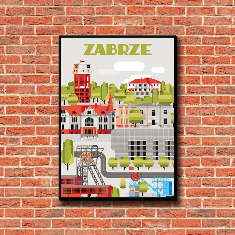 Plakat Zabrze tło ściana czerwone cegły