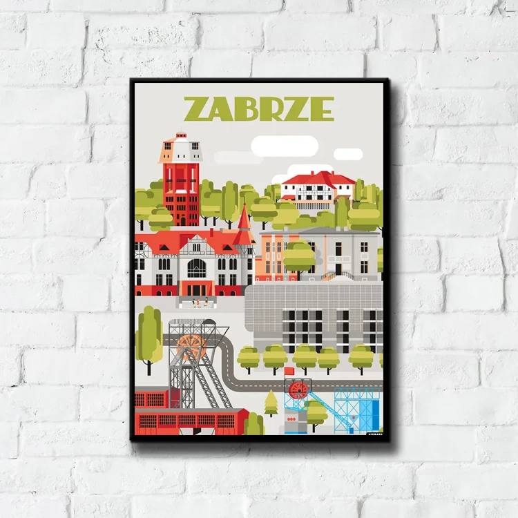 Plakat Zabrze tło ściana białe cegły
