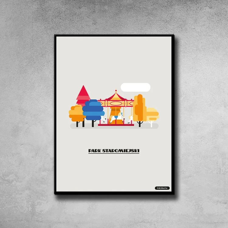 Plakat Park Staromiejski tło ściana szary beton