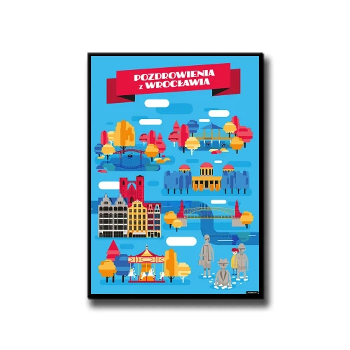 Plakat Pozdrowienia z Wrocławia białe tło