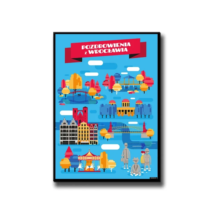 Plakat Pozdrowienia z Wrocławia białe tło