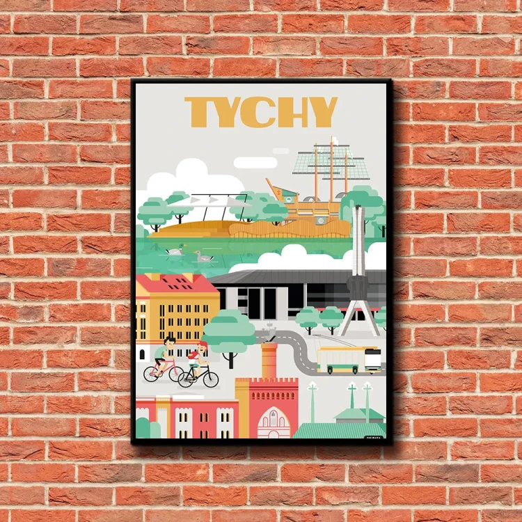 Plakat Tychy tło ściana czerwone cegły