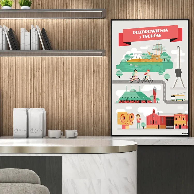 Plakat Pozdrowienia z Tychów mockup