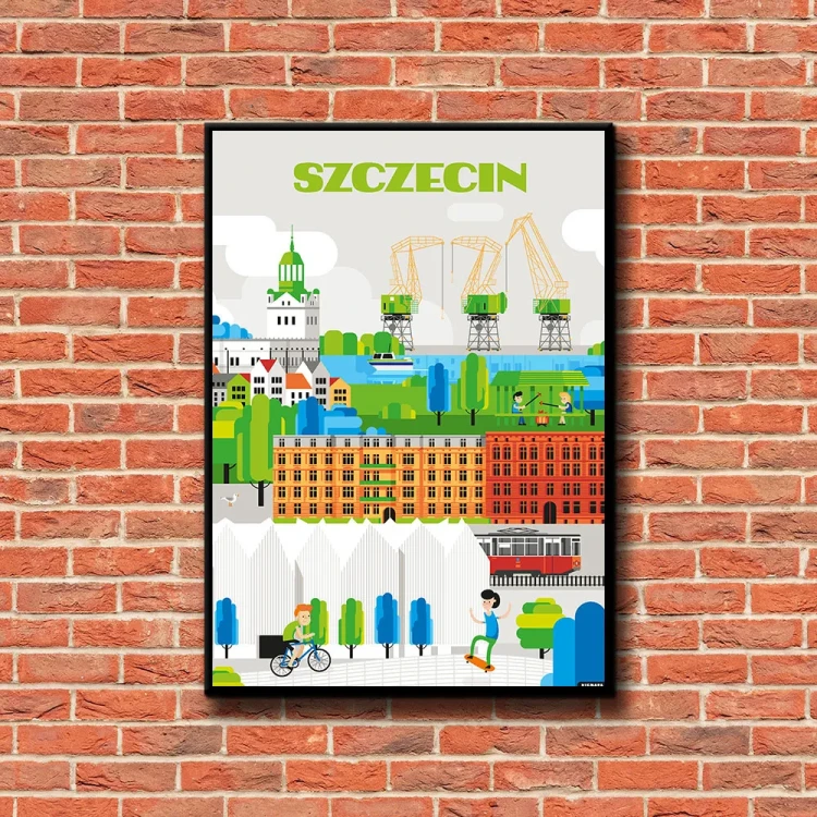Plakat Szczecin tło ściana czerwone cegły
