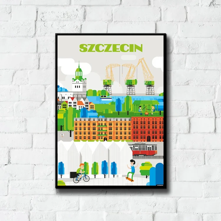 Plakat Szczecin tło ściana białe cegły