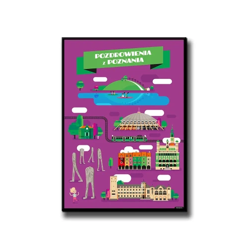 Plakat Pozdrowienia z Poznania białe tło