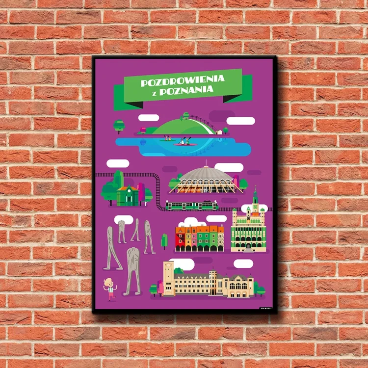 Plakat Pozdrowienia z Poznania tło ściana czerwone cegły