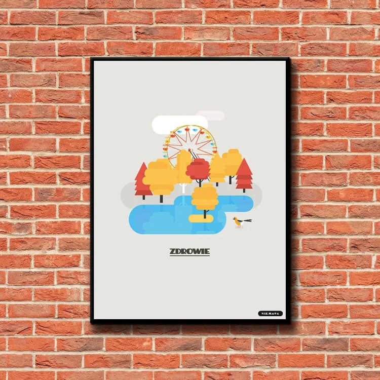 Plakat Zdrowie tło ściana czerwone cegły