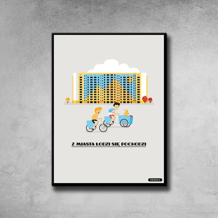Plakat Z Miasta Łodzi się Pochodzi tło ściana szary beton