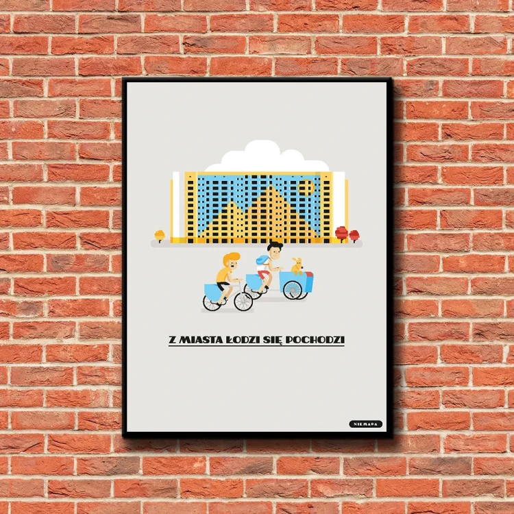 Plakat Z Miasta Łodzi się Pochodzi tło ściana czerwone cegły