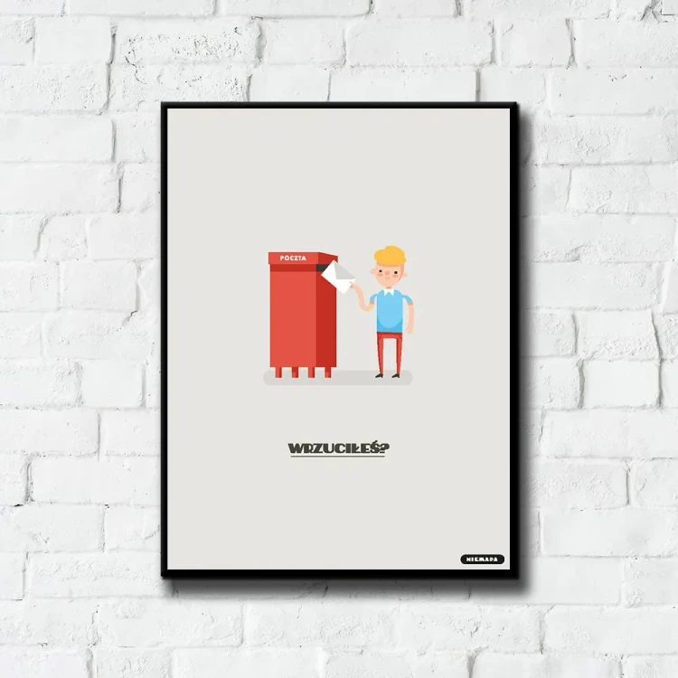 Plakat Wrzuciłeś tło ściana białe cegły