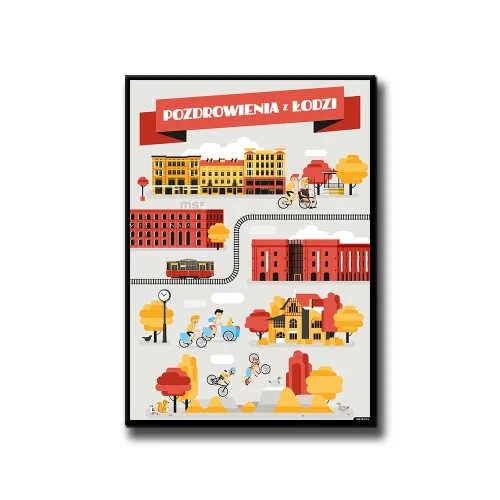Plakat Pozdrowienia z Łodzi białe tło