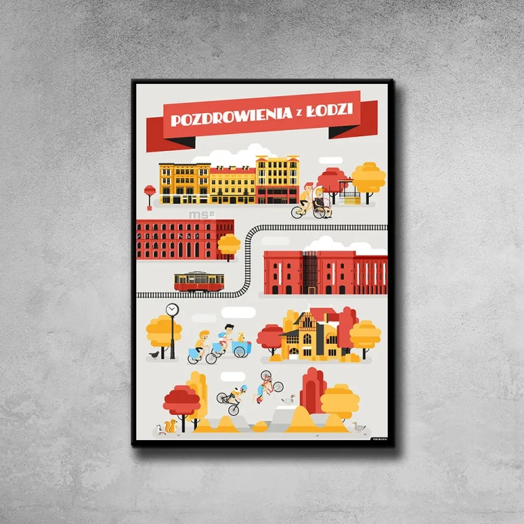 Plakat Pozdrowienia z Łodzi tło ściana szary beton
