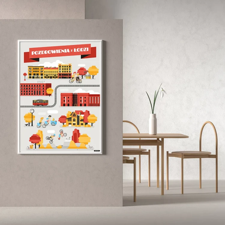 Plakat Pozdrowienia z Łodzi mockup