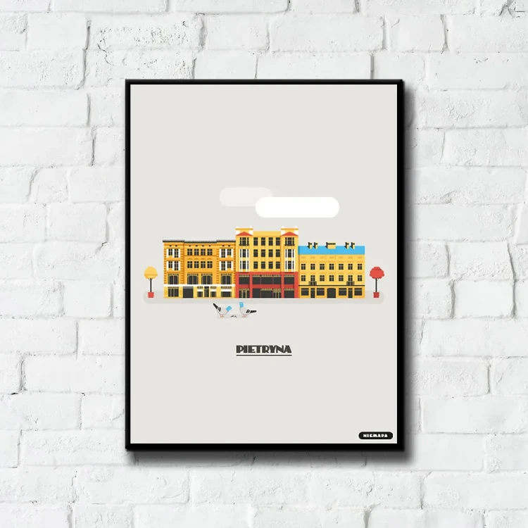 Plakat Pietryna tło ściana białe cegły
