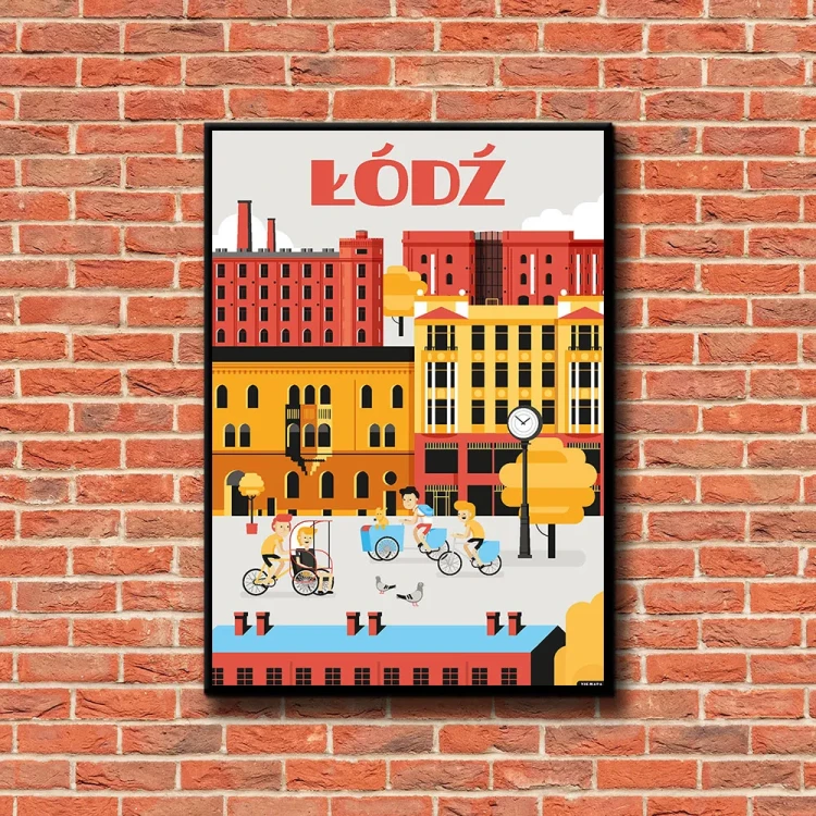 Plakat Łódź tło ściana czerwone cegły