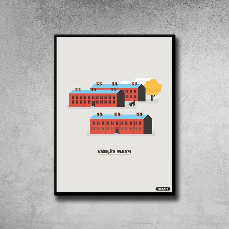 Plakat Księży Młyn tło ściana szary beton