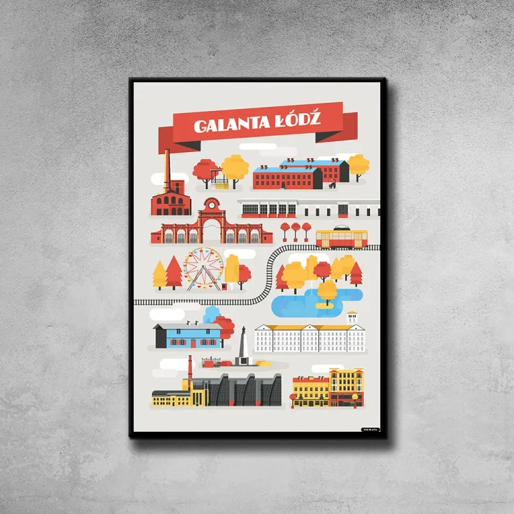 Plakat Galanta Łódź tło ściana szary beton