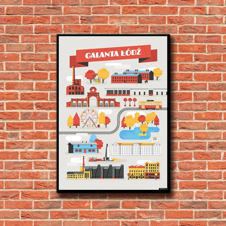 Plakat Galanta Łódź tło ściana czerwone cegły