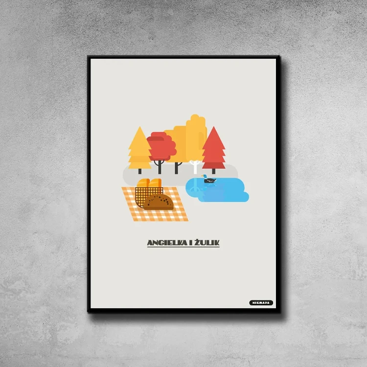 Plakat Angielka i Żulik tło ściana szary beton