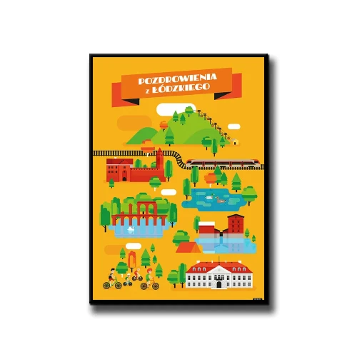 Plakat Pozdrowienia z Łódzkiego białe tło