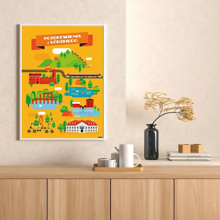 Plakat Pozdrowienia z Łódzkiego mockup