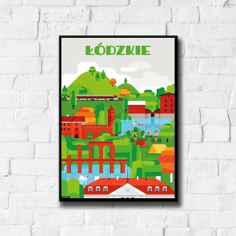 Plakat Łódzkie tło ściana białe cegły