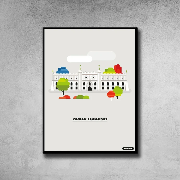 Plakat Zamek Lubelski tło ściana szary beton