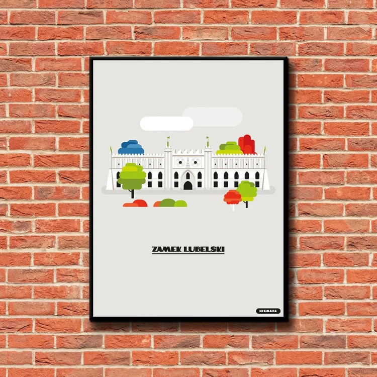 Plakat Zamek Lubelski tło ściana czerwone cegły